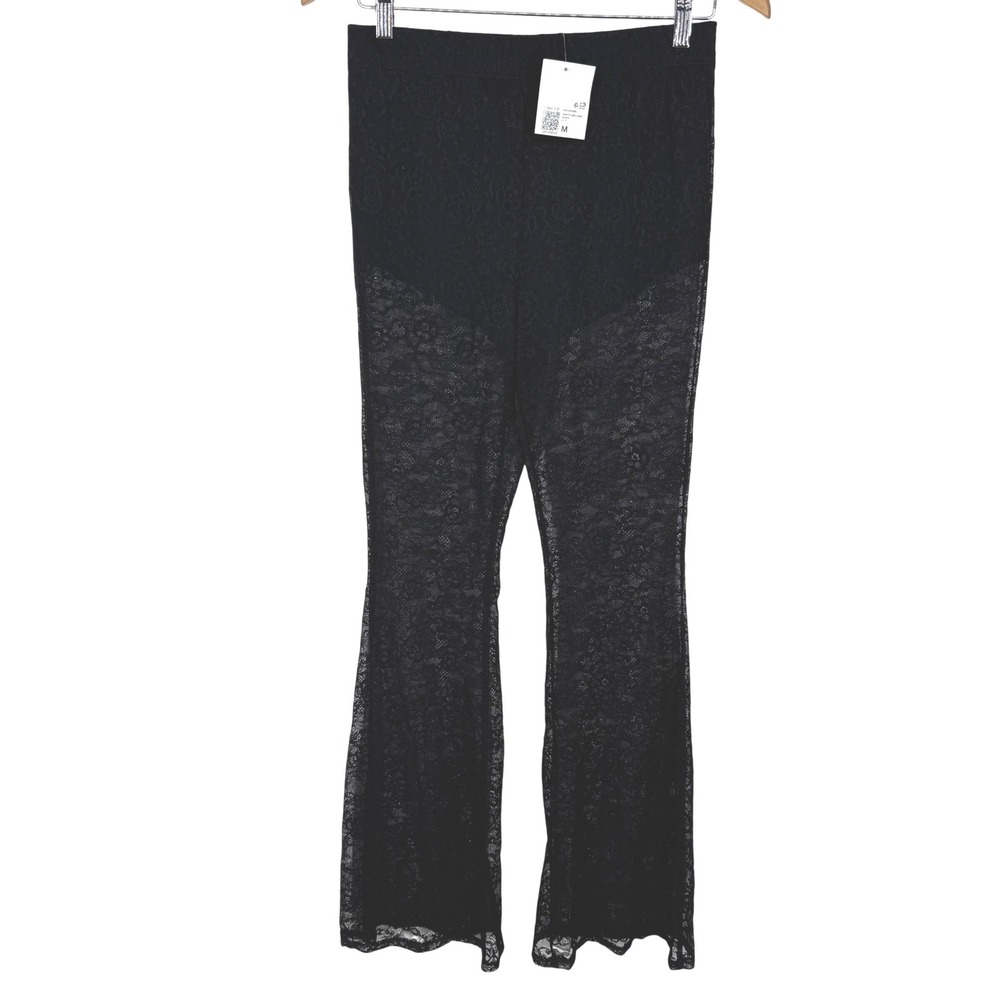 Forever 21 Sheer Lace Floral Flare Bell Pants Size 8 NEW Festival Whimsigoth